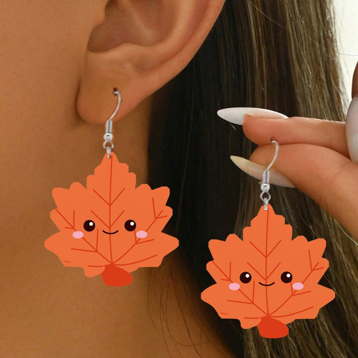 Wholesale Leather Autumn Thanksgiving Maple Leaf Pumpkin Earrings